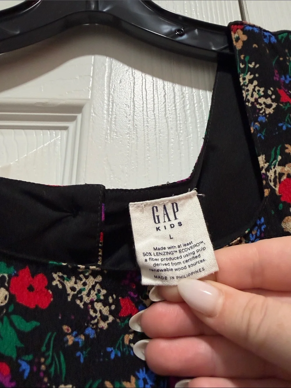 GAP Girls Black Floral‎ Long-Sleeve Dress LARGE